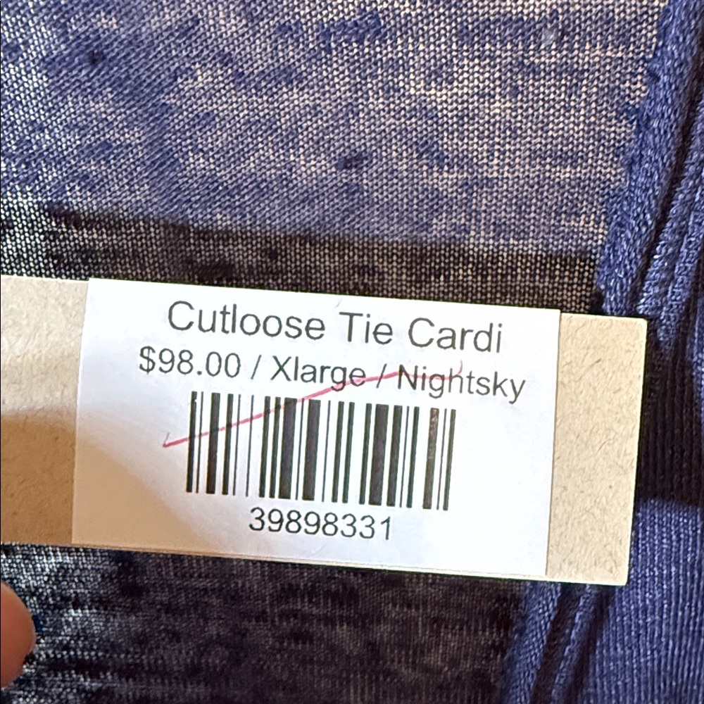 Cut Loose Tie Front Cardigan XL NWT Lightweight Blue Open Front Top - Picture 3 of 12
